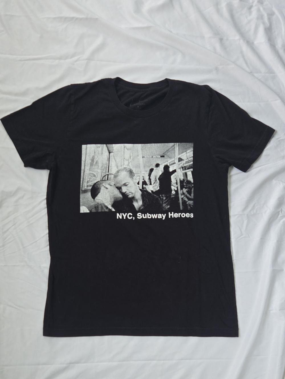 Men's Tee LGBTQ Themed Photograph Silkscreened By Hand White Ink Black T Size M
